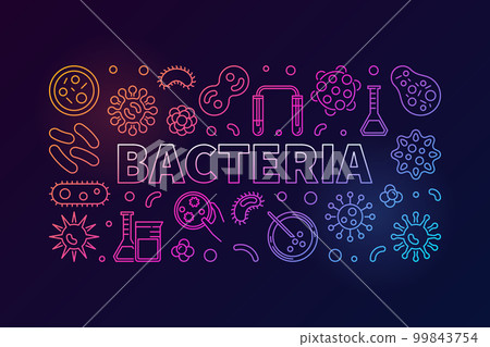 Bacteria horizontal colored illustration made with viruses icons Bacteria horizontal colored illustration made with viruses icons 99843754