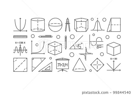 Trigonometry and mathematics outline illustration 99844540