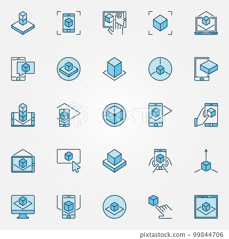 Augmented reality blue icons. AR Technology vector symbols 99844706