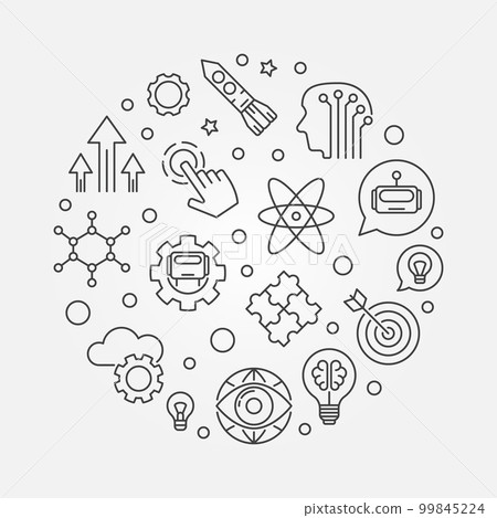 Innovation vector round illustration in thin line style 99845224
