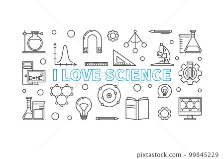 I love science vector horizontal banner in line style 99845229
