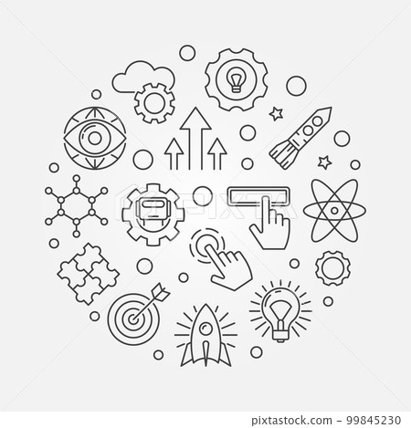 Explore vector round illustration in thin line style 99845230