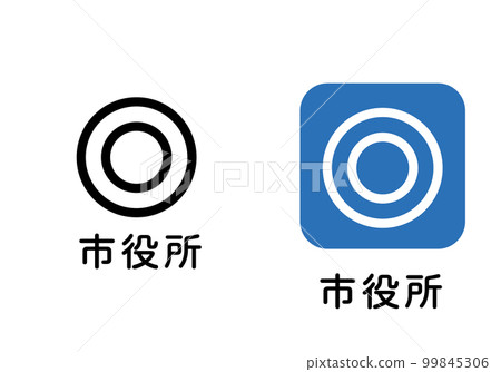 地圖上使用的地圖符號插圖集 區政府市政廳圖標象形圖標記 99845306