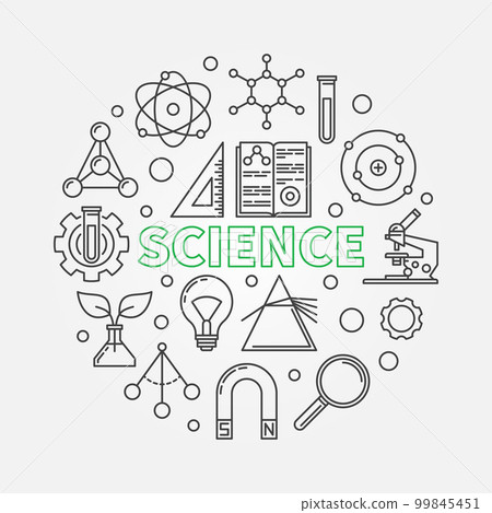 Science modern round vector illustration in thin line style 99845451
