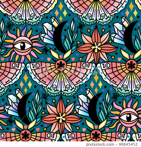 Seamless pattern with magical and occult elements 99845452