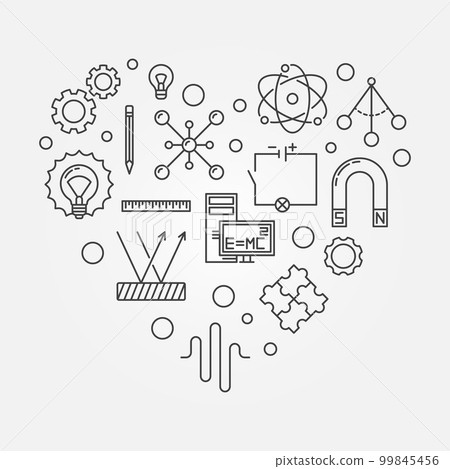Physics heart creative symbol. Vector outline illustration 99845456