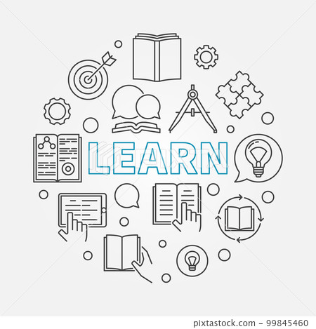 Learn vector round illustration in thin line style Learn vector round illustration in thin line style 99845460