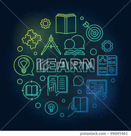 Learn vector round concept colored illustration in line style 99845461