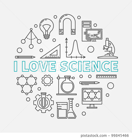 I love science vector round illustration in thin line style 99845466
