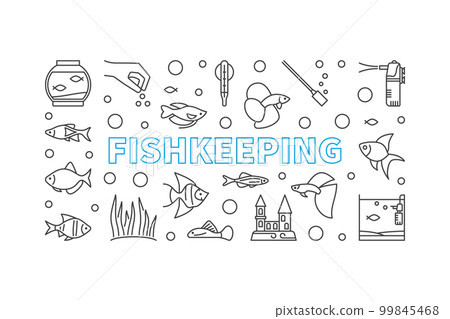 Fishkeeping vector concept horizontal illustration or banner 99845468