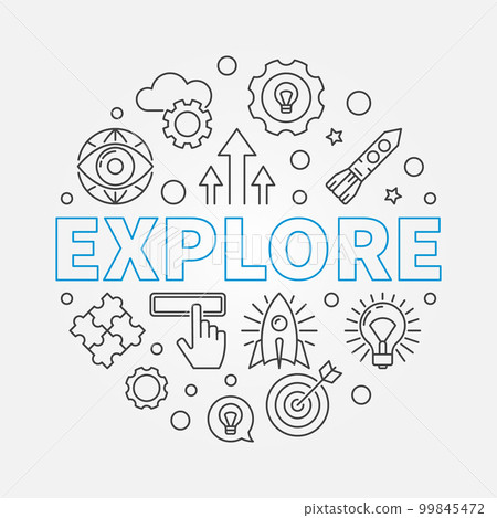 Explore vector round illustration in thin line style Explore vector round illustration in thin line style 99845472