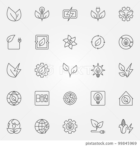 Bioenergy icons set 99845969