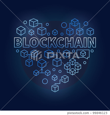 Blockchain technology blue heart. I love Block - Stock Illustration  [99846123] - PIXTA