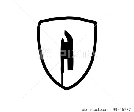 silhouette vector design of a spear in combination with a shield. best for logos, badges, emblems, icons, available in eps 10. silhouette vector design of a spear in combination with a shield. best for logos, badges, emblems, icons, available in eps 10. 99846777