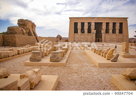 The ruins of the beautiful ancient temple of Dendera or Hathor, Egypt, Dendera The ruins of the beautiful ancient temple of Dendera or Hathor, Egypt, Dendera 99847704