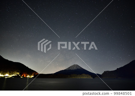 Milky Way and Mt. Fuji <Lake Shoji> Milky Way and Mt. Fuji <Lake Shoji> 99848501