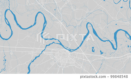 River Po map, Piacenza city, Italy. Watercourse, water flow, blue on grey background road map. Vector illustration. River Po map, Piacenza city, Italy. Watercourse, water flow, blue on grey background road map. Vector illustration. 99848548