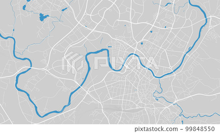 River Neris map, Vilnius city, Lithuania. Watercourse, water flow, blue on grey background road map. Vector illustration. River Neris map, Vilnius city, Lithuania. Watercourse, water flow, blue on grey background road map. Vector illustration. 99848550