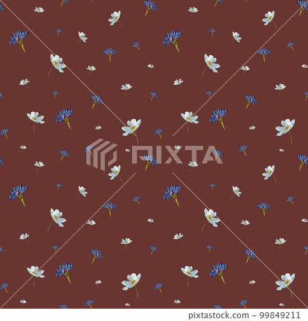 Flower blue daisy pattern seamless cute watercolor Flower blue daisy pattern seamless cute watercolor 99849211