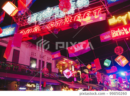 Cambodia Pub Street at night 99850260