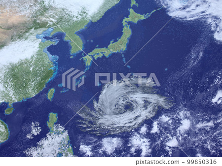 A huge typhoon approaching Japan fictitious (3DCG image) 99850316