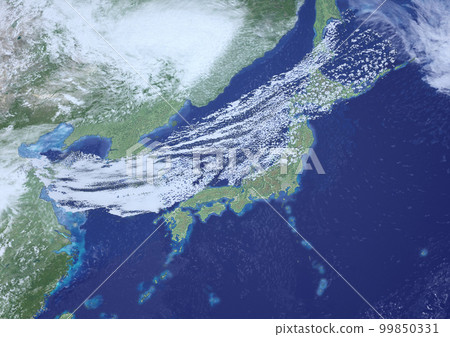 Japanese archipelago cold front fictitious weather map (3DCG image) Japanese archipelago cold front fictitious weather map (3DCG image) 99850331