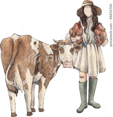 Farm life watercolor,character,animal,PNG element 99850700