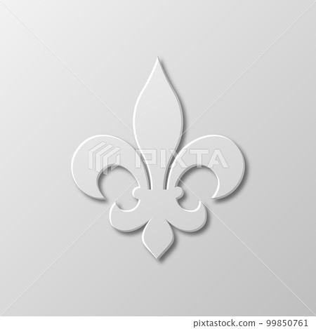 Vector Realistic Paper 3d Fleur De Lis Closeup on White Background. Heraldic Lily Sign, Vector Illustration Vector Realistic Paper 3d Fleur De Lis Closeup on White Background. Heraldic Lily Sign, Vector Illustration 99850761