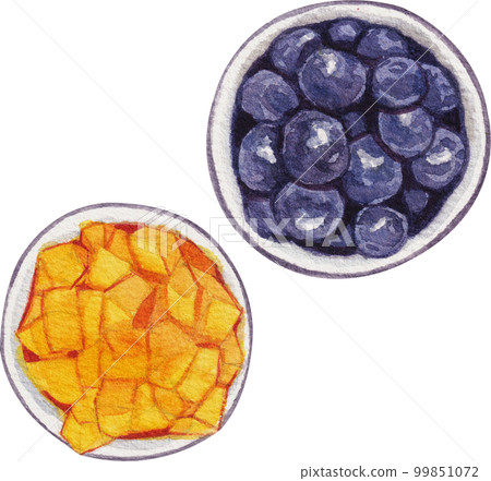 Homemade Croissant Waffle Croffles with Berries and Cream watercolor 99851072