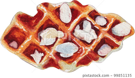 Homemade Croissant Waffle Croffles with Berries... - Stock Illustration ...