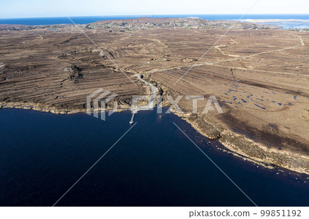 Aerial view of Lough Lagha by Gortahork in County Donegal, Republic of Ireland - Used for drinking water supply Aerial view of Lough Lagha by Gortahork in County Donegal, Republic of Ireland - Used for drinking water supply 99851192
