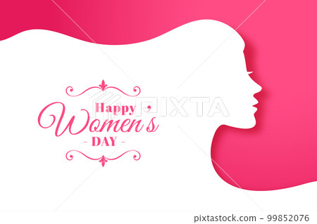 creative women's day wishes banner with paper cut style lady face 99852076