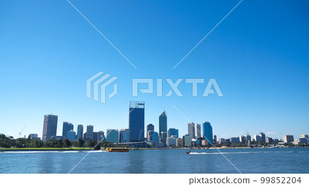 The cityscape of Perth in sunny weather seen from the Swan River The cityscape of Perth in sunny weather seen from the Swan River 99852204