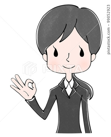 一個穿黑色西裝的女人的好插圖 一個穿黑色西裝的女人的好插圖 99852923
