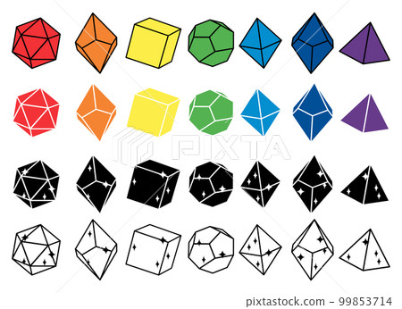 Black, white and multicolored dice for roleplaying Black, white and multicolored dice for roleplaying 99853714