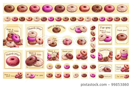 Chocolate donut set Seal frame with message -Yellow- Color difference / difference 99853860