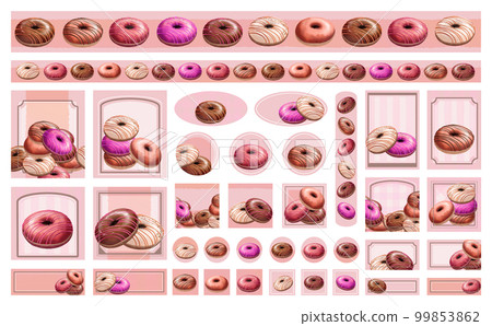 Chocolate donut set Seal frame with message -Pink- There are different colors and differences 99853862