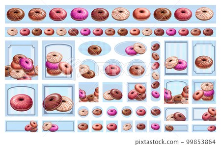 Chocolate Donut Set Seal Frame -Blue- There are different colors and differences 99853864