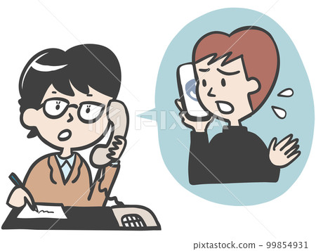 A man and a counselor who call the consultation desk A man and a counselor who call the consultation desk 99854931