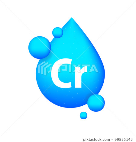Mineral blue shining pill capsule icon. Cr Chromium 99855143