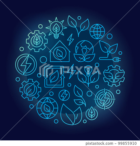 Green energy outline blue illustration Green energy outline blue illustration 99855910
