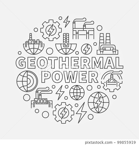 Geothermal power round illustration Geothermal power round illustration 99855919