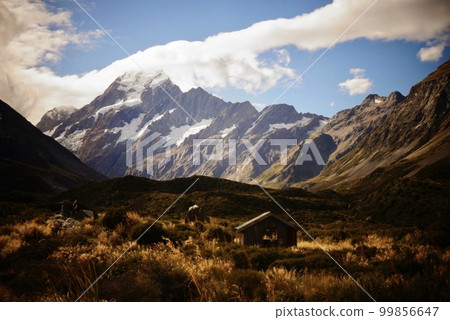 Stunning views of Mount Cook and huts Stunning views of Mount Cook and huts 99856647