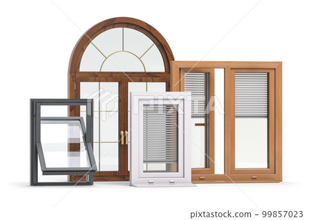 Windows of different types isolated on white. 99857023