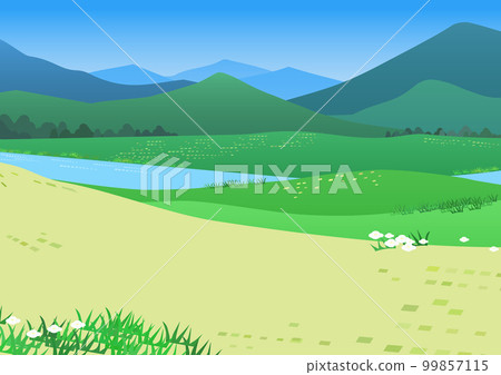Landscape of summer mountains and foothills 99857115