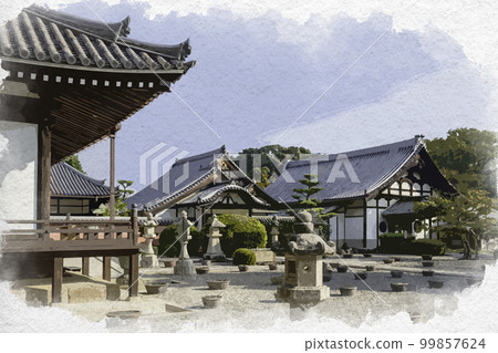 水彩風格的 Taimadera Okuin Kuri,奈良縣葛城市 水彩風格的 Taimadera Okuin Kuri,奈良縣葛城市 99857624