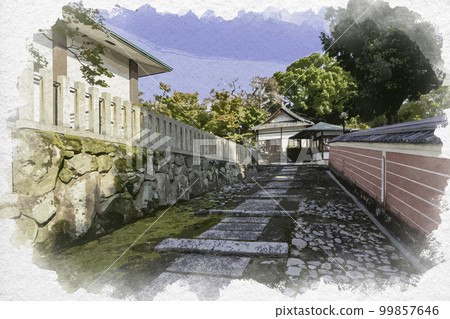 Watercolour-style Taimadera Okuin temple approach Katsuragi City, Nara Prefecture 99857646