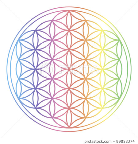 Sacred Geometry Flower of Life, Rainbow Gradient, Good Luck 99858374