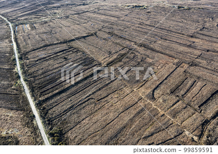 Aerial view of peatbog at Gortahork in County Donegal, Republic of Ireland Aerial view of peatbog at Gortahork in County Donegal, Republic of Ireland 99859591