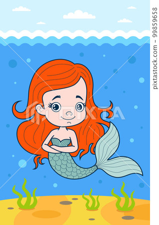 cute mermaid swims underwater in the ocean. mythical character. cute mermaid swims underwater in the ocean. mythical character. 99859658